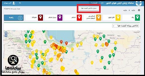 نحوه مشاهده شاخص کیفیت هوا